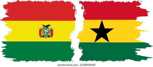 Verbindung zwischen Ghana und Bolivien mit Grunge-Flaggen, Vektorgrafik