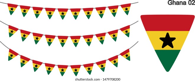 Ghana Bunting Flags Isolated on white Background. vector illustration.