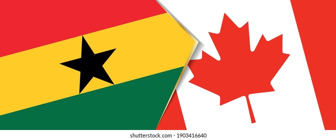 Ghana and Canada flags, two vector flags symbol of relationship or confrontation.