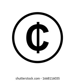 Ghana Cedi coin monochrome black and white. Current currency symbol.