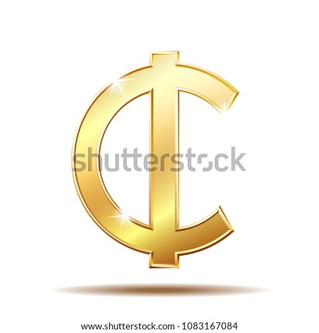 Ghana Cedi currency symbol, gold money sign, vector illustration on white background