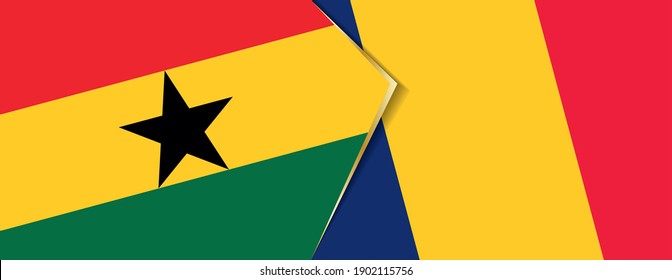 Ghana and Chad flags, two vector flags symbol of relationship or confrontation.