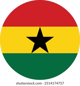 Ghana Circular flag vector design and illustration , National flag of Ghana