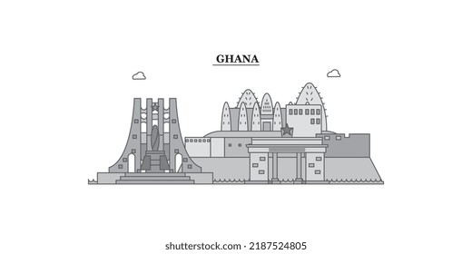 Ghana City Skyline Isolated Vector Illustration, Icons