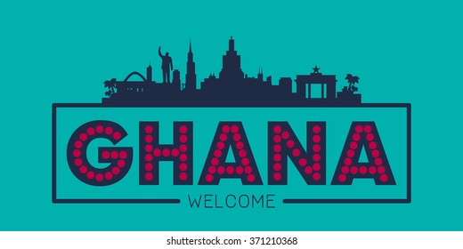 Ghana city skyline typographic illustration vector design