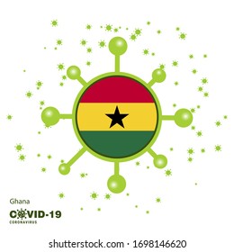 Ghana Coronavius Flag Awareness Background. Stay home, Stay Healthy. Take care of your own health. Pray for Country