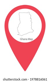 Ghana Country Border Map in Location Icon .