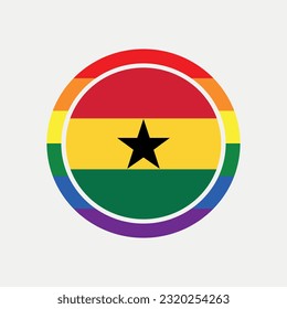 Ghana country flag circle - lgbt flag graphic element Illustration template design
