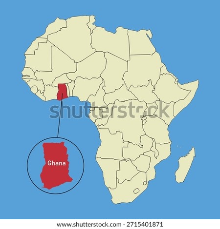 Ghana Country Map Isolated on Africa Continent Background. Ideal for educational content, infographics, presentations, and atlases