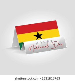 Ghana Country Paper Fahne steht auf dem Boden. Frohes Design der Nationalflagge.