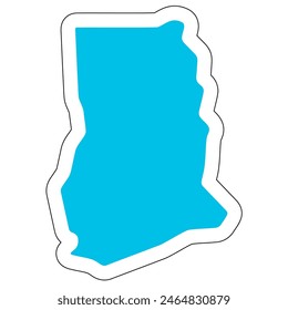 Ghana country silhouette. High detailed map. Solid blue vector sticker with white contour isolated on white background.