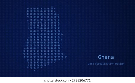Ghana Mapa digital formado con unos y ceros para el diseño de visualización de datos