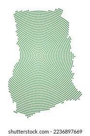 Ghana dotted map. Digital style shape of Ghana. Tech icon of the country with gradiented dots. Trendy vector illustration.