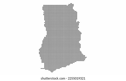Mapa de puntos de Ghana con textura gruesa al estilo de punto. Ilustración vector abstracta de un mapa de país con efecto de medio tono para infografía. 
