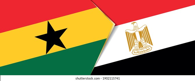 Ghana and Egypt flags, two vector flags symbol of relationship or confrontation.