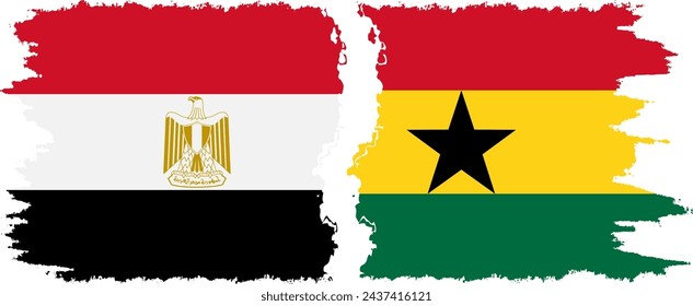 Ghana and Egypt grunge flags connection, vector