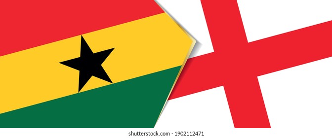 Banderas de Ghana e Inglaterra, dos banderas vectoriales símbolo de relación o confrontación.