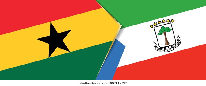 Die Flaggen Ghanas und Äquatorialguineas, zwei Vektorfahnen, Symbol für Beziehung oder Konfrontation.