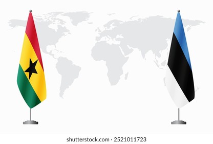 Gana e Estônia sinalizam para reunião oficial contra fundo do mapa do mundo.