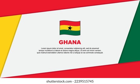 Plantilla de diseño de fondo de resumen de la bandera de Ghana. Ilustración del vector de caricaturas del Día de la Independencia de Ghana. Día de la Independencia de Ghana