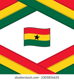 Plantilla de diseño de fondo de resumen de la bandera de Ghana. Banner en medios sociales del Día de la Independencia de Ghana. Ilustración de Ghana