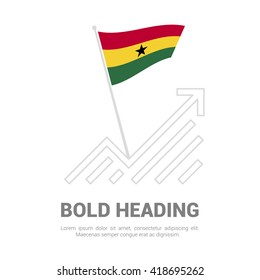 Ghana Flag with analytics graph up, Bold heading and place for text template