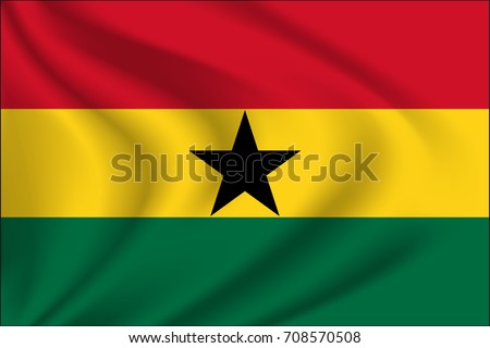 Ghana flag background with cloth texture.  Ghana flag vector illustration.