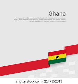 Ghana flag background. Ghana state patriotic banner, cover. Ribbon color flag on a white background. National poster. Vector tricolor flat design