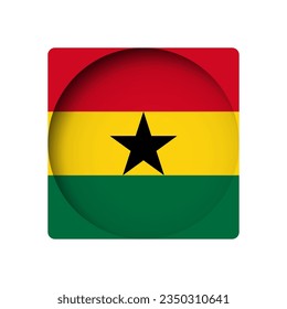Ghana flag - behind the cut circle paper hole with inner shadow.