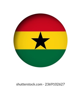 Bandera de Ghana - detrás del agujero de papel circular con sombra interior.