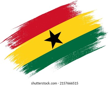 Ghana flag with brush paint textured isolated  on png or transparent background.Symbol of  Ghana. Vector illustration