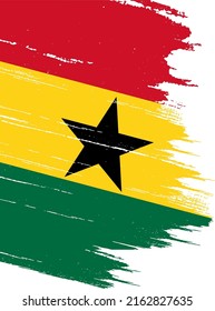 Ghana Flag With Brush Paint Textured Isolated  On Png Or Transparent Background