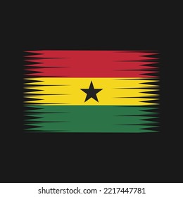 Ghana Flag Brush Strokes Painted