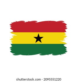 Ghana Flag with Brush Style