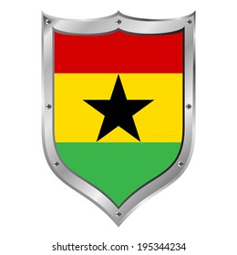 Ghana flag button on a white background. Vector illustration.