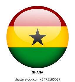 GHANA flag button on white background