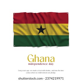 Ghana Flag, Celebrating Independence Day. Abstract waving flag on white background Country Flag.