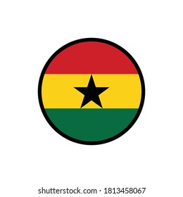 Ghana flag in circle on white background