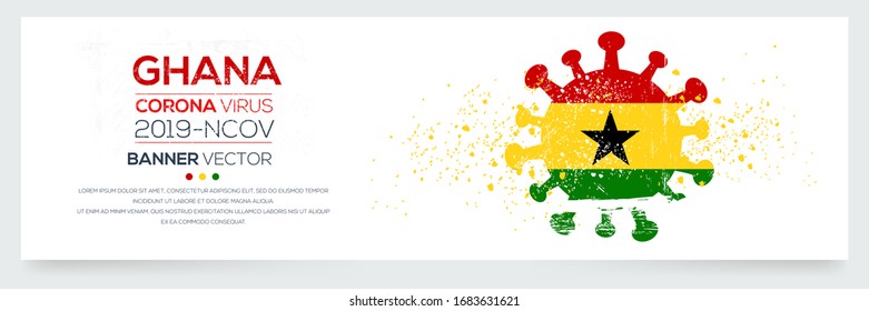  Ghana flag with corona virus Symbol, (2019-nCoV), vector illustration.