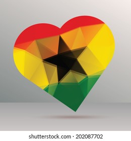 Ghana flag in the form of heart