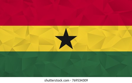 Ghana flag - geometric rumpled triangular low poly style gradient graphic, polygonal design for your. Vector illustration eps 10.