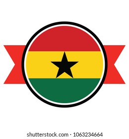 Ghana flag in glossy round button of icon. flag logo of Ghana emblem isolated on white background, Ghana national concept sign, Vector illustration.