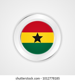 Ghana flag in glossy vector icon.