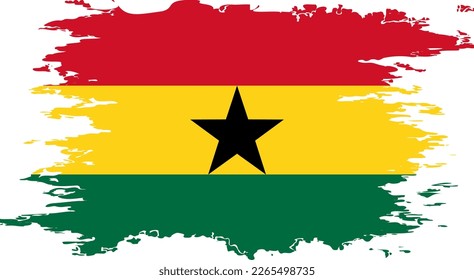 Ghana flag grunge brush color image, vector