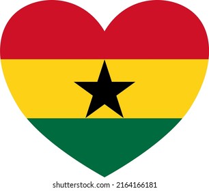 Ghana  flag in heart shape isolated  on png or transparent  background,Symbols of Ghana.Vector illustration