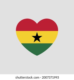 Ghana flag in heart shape vector love Ghana