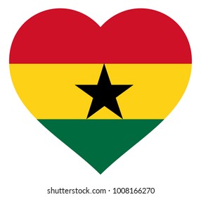 ghana flag in heart vector illustration sign. Flag of ghana in the shape of Heart with contrasting contour, symbol of love for his country or valentine day, patriotism.