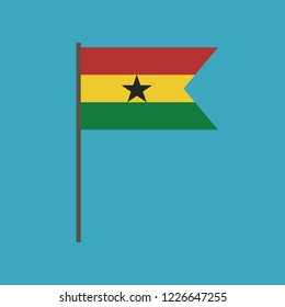 Ghana flag icon in flat design. Independence day or National day holiday concept.