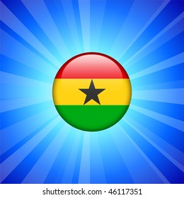 Ghana Flag Icon on Internet Button Original Vector Illustration