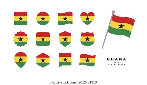 Ejemplo vectorial del conjunto de iconos de Ghana